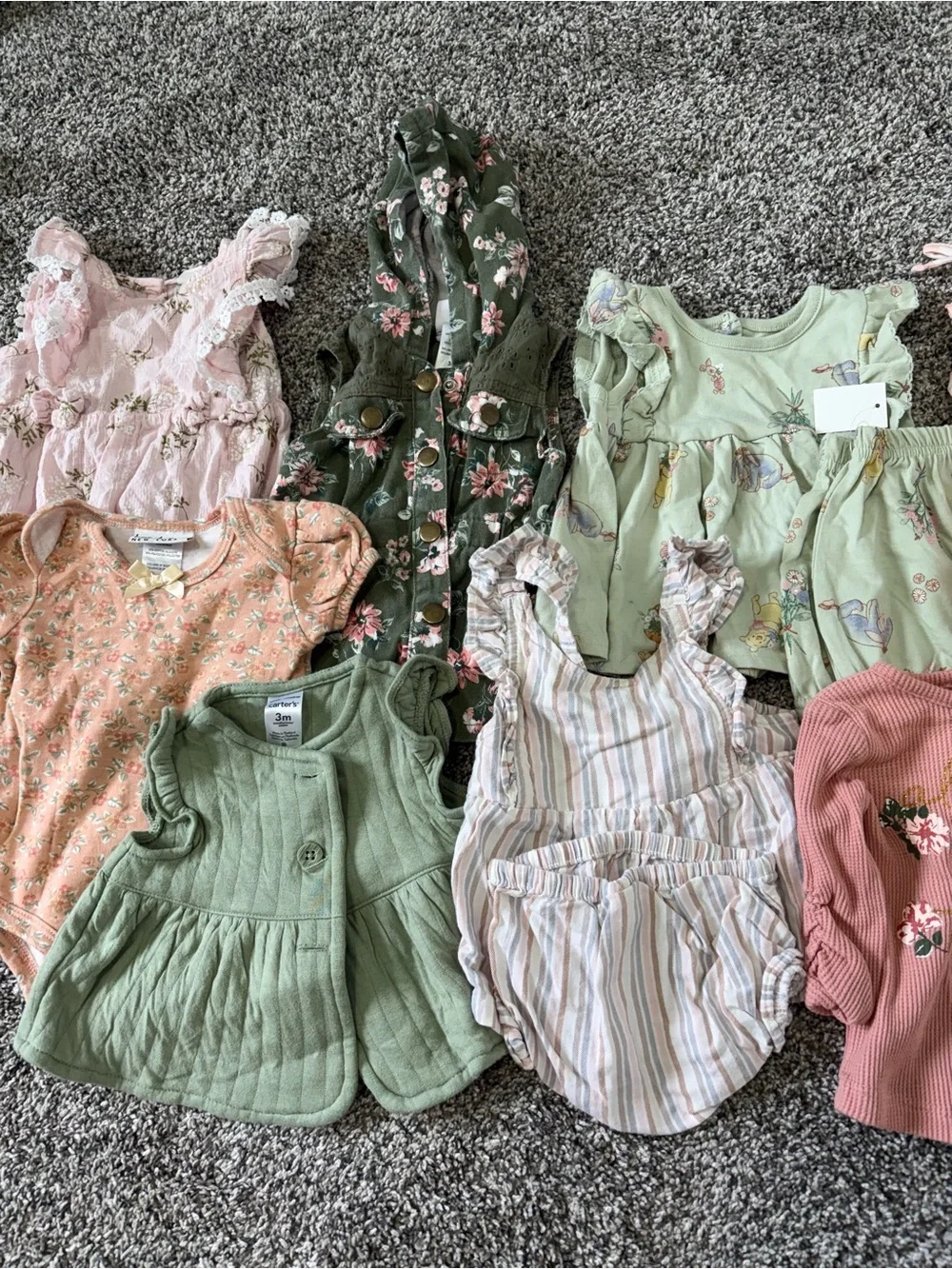 Baby Girl Clothing Bundle 3M-6M Floral Rompers Dresses Tops Vest Lot 10 Bundle - Picture 3 of 16